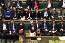 La Première ministre britannique Theresa May s'exprime devant la Chambre des communes, le 13 mars 2019