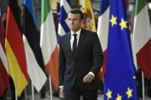 Le président français Emmanuel Macron arrive à un sommet européen le 21 mars 2019 à Bruxelles