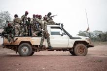 Des miliciens de l'UPC à Bokolobo, près de Bambari, le 16 mars 2019