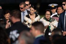La Première ministre néo-zélandaise Jacinda Ardern à une cérémonie à la mémoire des victimes des attentats du 15 mars contre deux mosquées, à laquelle s'étaient joints des représentants de 59 pays et 