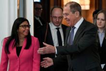 L'émissaire américain pour le Venezuela Elliott Abrams et l'ambassadeur russe aux Nations Unies Vassily Nebenzia, jeudi 28 février au Conseil de sécurité.