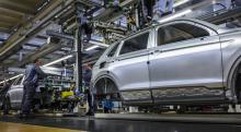 Une chaîne de montage du constructeur automobile allemand Volkswagen, le 1er mars 2019 à Wolfsburg