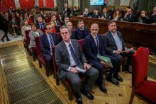 Leaders séparatistes catalans à l'ouverture de leur procès le 12 février 2019 à Madrid