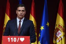 Le Premier ministre espagnol Pedro Sanchez à une conférence de presse à Madrid le 27 mars 2019 pour présenter son programme en vue des législatives du 28 avril