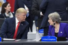 Le président américain Donald Trump et la dirigeante britannique Theresa May lors d'un sommer du G20 à Buenos Aires en novembre 2018