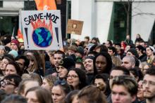 Des étudiants manifestent pour appeler les dirigeants à agir contre le changement climatique, le 15 mars 2019 à Rome