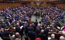 Image extraite d'une vidéo produite par le parlement britannique lors du vote des députés sur le Brexit à Londres le 14 mars 2019