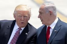 (ILLUSTRATION) Les dirigeants américain Donald Trump et israélien Benjamin Netanyahu à Tel Aviv le 22 mai 2017