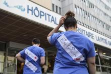 Grève aux urgences de l'hôpital de la Pitié-Salpétrière à Paris, le 15 avril 2019