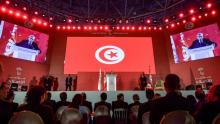 Le président tunisien Béji Caïd Essebsi s'adresse aux partisans de Nidaa Tounès en ouverture du congrès de cette formation politique, le 6 avril 2019 à Monastir (est)