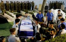 Le cercueil du soldat Zachary Baumel lors de ses funérailles, le 4 avril 2019 à Jérusalem