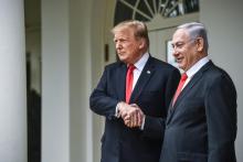Le président américain Donald Trump (g) et le Premier ministre israélien Benjamin Netanyahu, le 25 mars 2019 à la Maison Blanche, à Washington