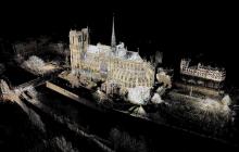 Image de synthèse de la cathédrale Notre-Dame de Paris, créée à partir de mesures par laser réalisées par Andrew Tallon, professeur d'art américain décédé en novembre 2018