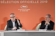 Le délégué général Thierry Frémaux et le président Pierre Lescure, le 18 avril 2019, présentant la sélection du 72è festival de Cannes
