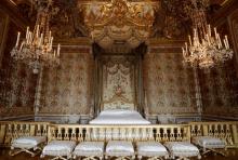 La chambre rénovée de Marie-Antoinette (1755-1793) au Château de Versailles le 9 avril 2019
