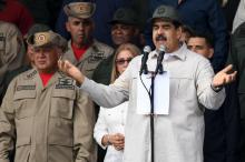 Le président vénézuélien Nicolas Maduro lors d'une cérémonie militaire à Caracas, le 13 avril 2019