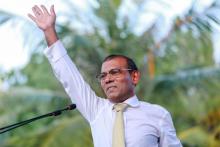 L'ancien président des Maldives Mohamed Nasheed lors d'une réunion électorale le 1er février 2019