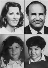 Montage des photos d'identité non datées de Jean-Claude Romand, de sa femme Florence et de leurs deux enfants Caroline et Antoine
