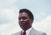 Le président rwandais Junénal Habyarimana, le 7 octobre 1982 à Kigali