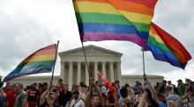 Manifestations en juin 2015 devant la Cour suprême des Etats-Unis après sa décision légalisant le mariage homosexuel