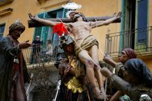 Procession de la Semaine sainte à Trapani, en Sicile, le 20 avril 2019