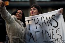 Manifestation place de la République contre la transphobie, à Paris le 9 avril 2019
