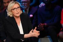 Marine Le Pen le 10 avril 2019 lors d'un débat sur la chaîne CNews
