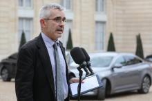 Yves Veyrier, secrétaire général du syndicat Force Ouvrière, répond aux questions des journalistes devant le Palais de l'Elysée en décembre 2018
