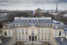 Vue aérienne du Palais de l'Elysée à Paris prise le 12 mars 2019