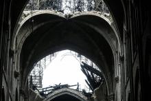 Les voutes de la nef de Notre-Dame de Paris le 16 avril 2019