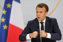 Emmanuel Macron arrive à l'Elysée pour donner sa conférence de presse, le 25 avril 2019