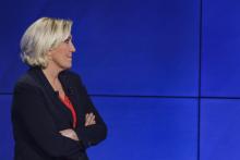 Marine Le Pen avant un débat sur BFMTV à Paris le 20 mars 2019