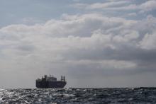 Le cargo saoudien au large des côtes françaises attend pour entrer dans le port du Havre, le 9 mai 2019