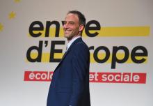 Raphaël Glucksmann, chef de file de la liste "Envie d'Europe écologique et sociale" (PS, Place publique, Nouvelle Donne, PRG) en meeting à Bordeaux le 2 mai 2019