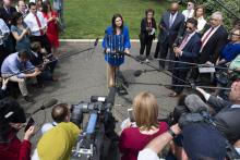 La porte-parole de la Maison Blanche Sarah Sanders répond aux questions des journalistes