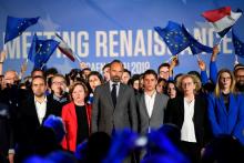 La tête de liste (LREM) pour les élections européennes Nathalie Loiseau à Paris le 25 avril 2019