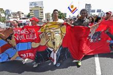 Manifestants anti-gouvernementaux le 1er Mai à Caracas