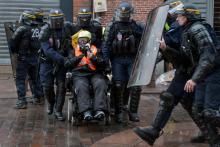 Odile Maurin, accusée d'avoir exercé des violences sur des policiers avec son fauteuil roulant, le 12 janvier 2019 à Toulouse