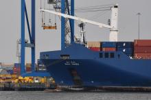 Le cargo battant pavillon saoudien Bahri Yanbu dans le port de Tilbury en Angleterre, le 7 mai 2019