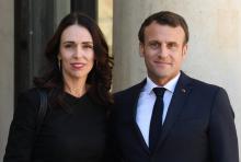 Le président Emmanuel Macron et la Première ministre néo-zélandaise Jacinda Ardern à l'Elysée, le 15 mai 2019 à Paris