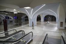 Vue générale de la principale station de la "Ligne rouge", première ligne du métro de Doha inaugurée le 8 mai 2019