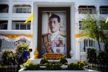 Le portrait du roi thaïlandais Maha Vajiralongkorn, le 3 mai 2019 à Bangkok, à la veille des cérémonies pour son couronnement