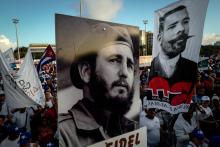 Portrait de Fidel Castro au défilé du 1er Mai à La Havane