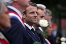 Le président français Emmanuel Macron durant une cérémonie d'hommage à des résistants, à Caen, le 5 juin 2019