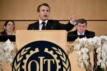 Emmanuel Macron prononce un discours devant l'Organisation internationale du travail à Genève, le 11 juin 2019