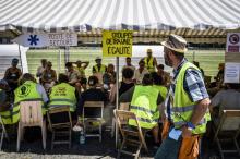 Des "gilets jaunes" rassemblés à Montceau-les-Mines en Saône-et-Loire le 29 juin 2019
