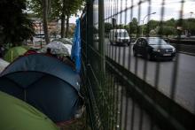 Un campement de migrants situé porte d'Aubervilliers, dans le nord de Paris, en mai 2019