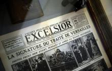 La Une du 29 juin 1919 du journal L'Excelsior, photograpiée en 2014 au Musée des lettres et manuscrits à Paris