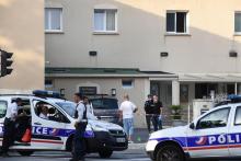 La police sur les lieux de l'agression de l'imam de la mosquée Sunna, le 27 juin 2019 à Brest