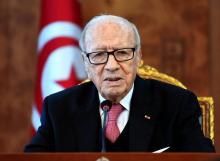 Le président tunisien Beji Caid Essebsi a critiqué la presse étrangère pour sa couverture des troubles sociaux, le 13 janvier 2018 à Tunis.